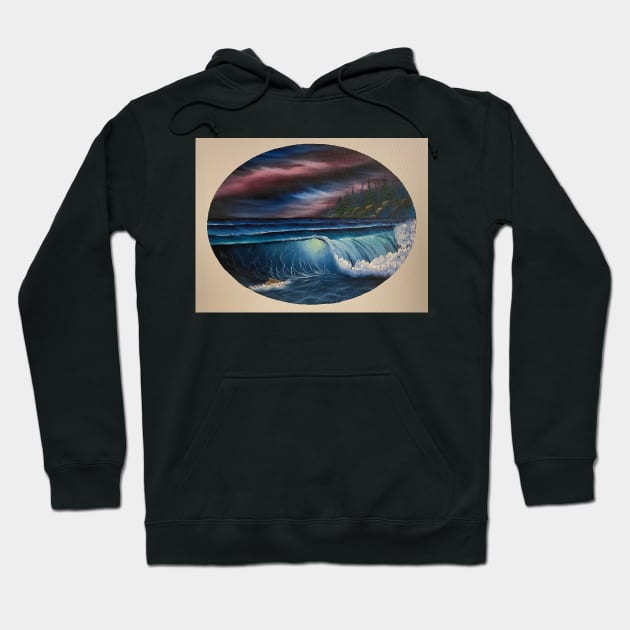 Oval Night Seascape Hoodie by J&S mason